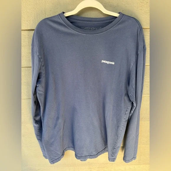 Patagonia Men's blue long sleeve with Logo Size Large - Picture 3 of 4